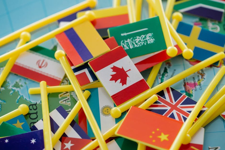 US-China flags diplomatic meeting world map